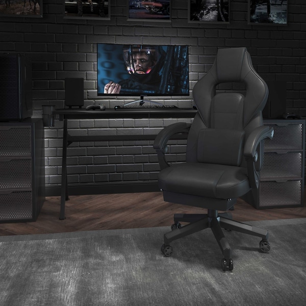 Flash Furniture Black Reclining Gaming Chair with Footrest CH-00288-BK-BK-GG - main